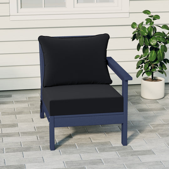 Avalon Outdoor Patio HDPE Right Arm Sectional Corner Club Chair with Patio Cushions