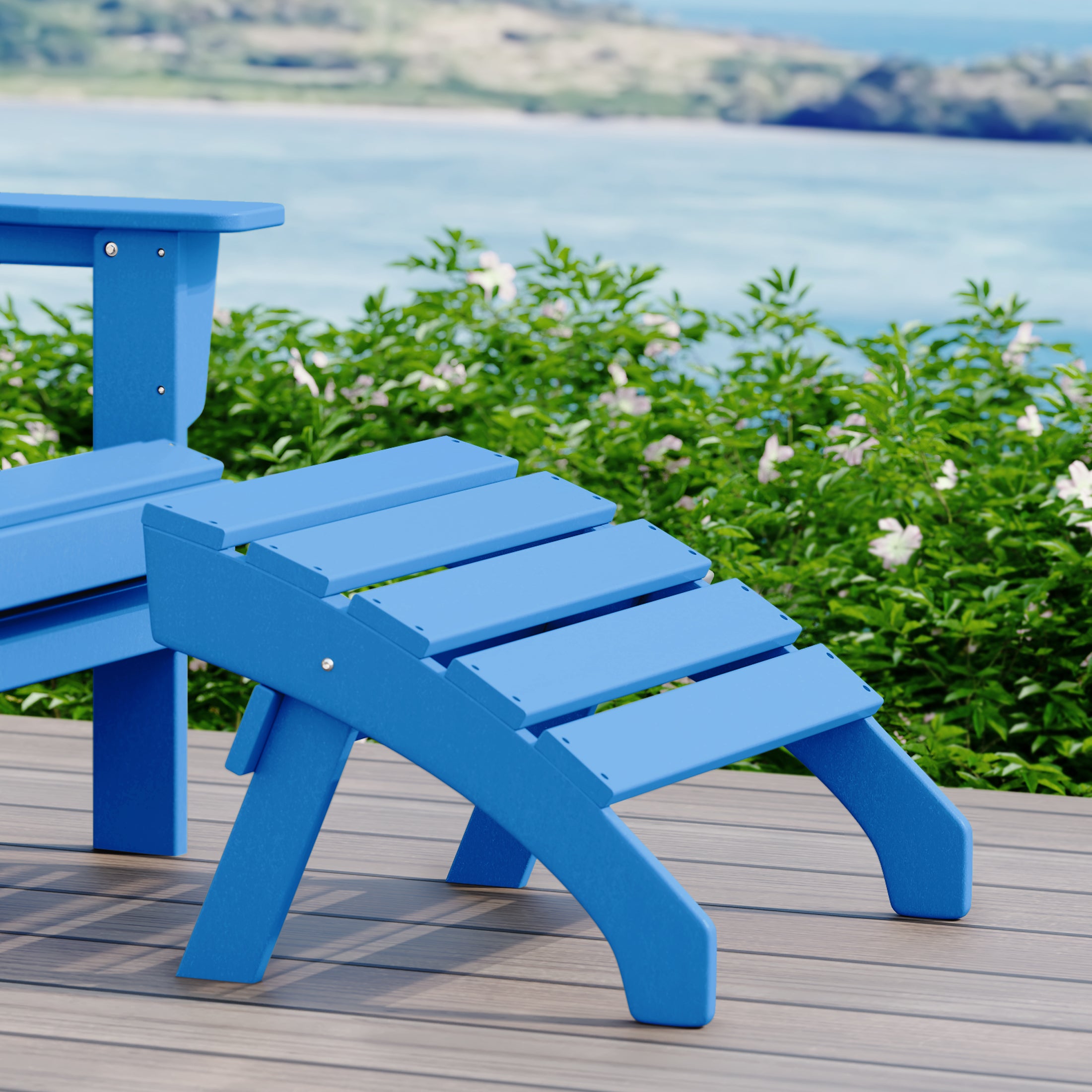 Dylan Outdoor Patio HDPE Adirondack Ottoman Footrest