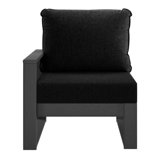 Outdoor HDPE Left Arm Sectional Patio Corner Club Chair with Patio Cushions