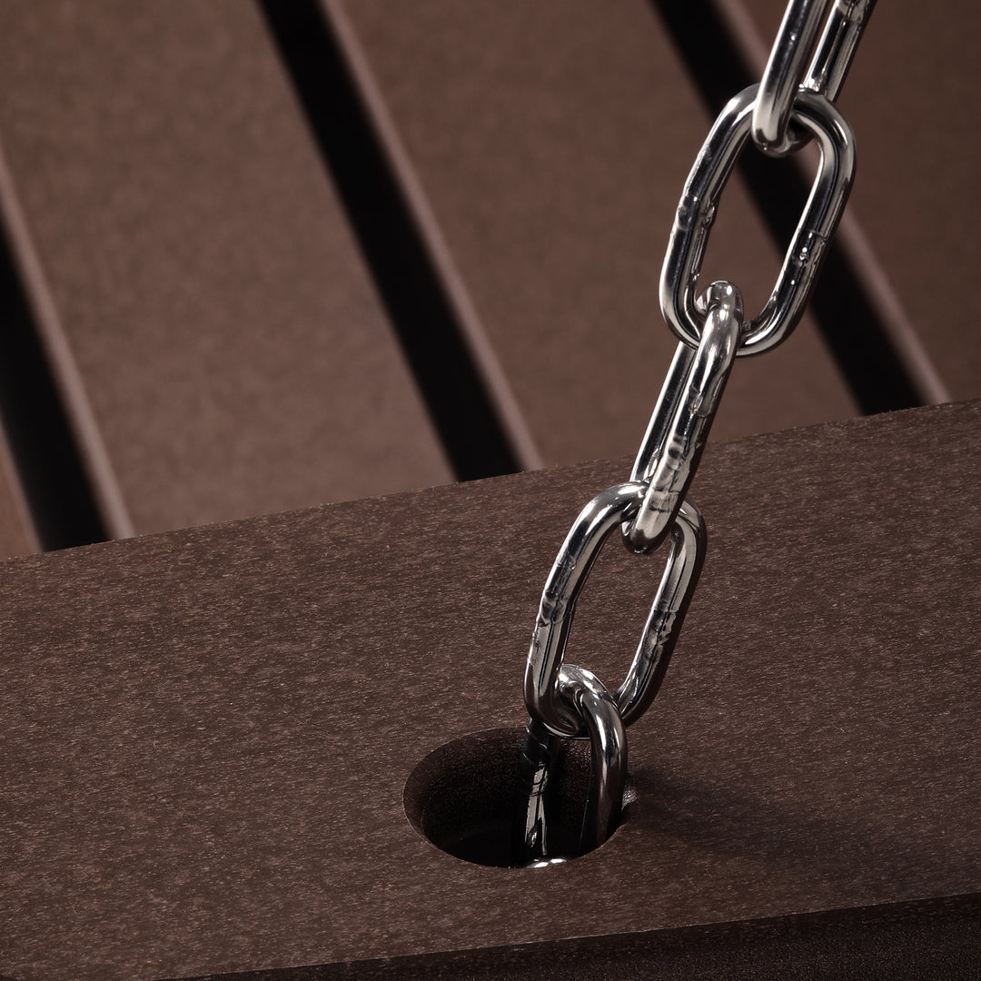 St Charles Outdoor HDPE 54" Front Hanging Porch Swing Bench With Cupholders