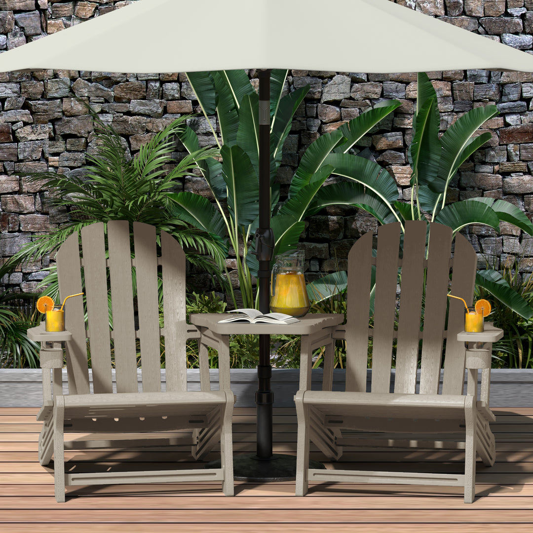Azura Outdoor HDPE Adirondack Chairs With Connecting Table Tray (Set of 2)