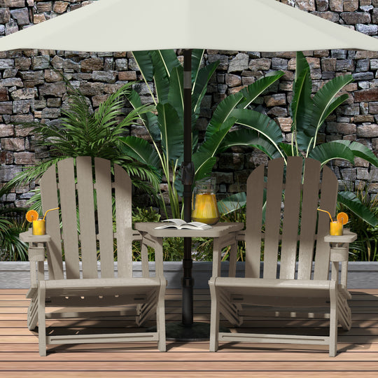 Azura Outdoor HDPE Adirondack Chairs With Connecting Table Tray (Set of 2)