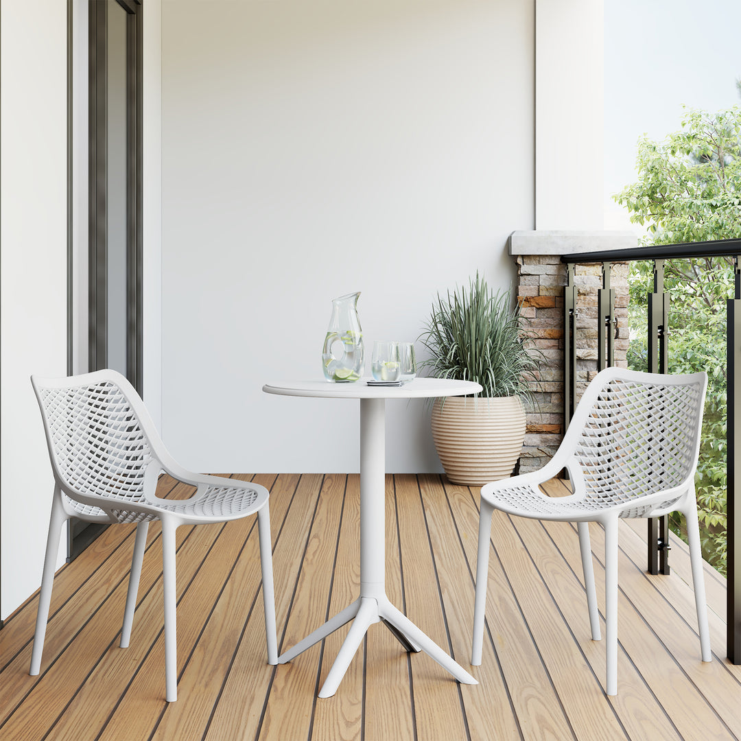 Playa 3-Piece Outdoor Resin Patio Bistro Set with Stackable Patio Dining Side Chairs