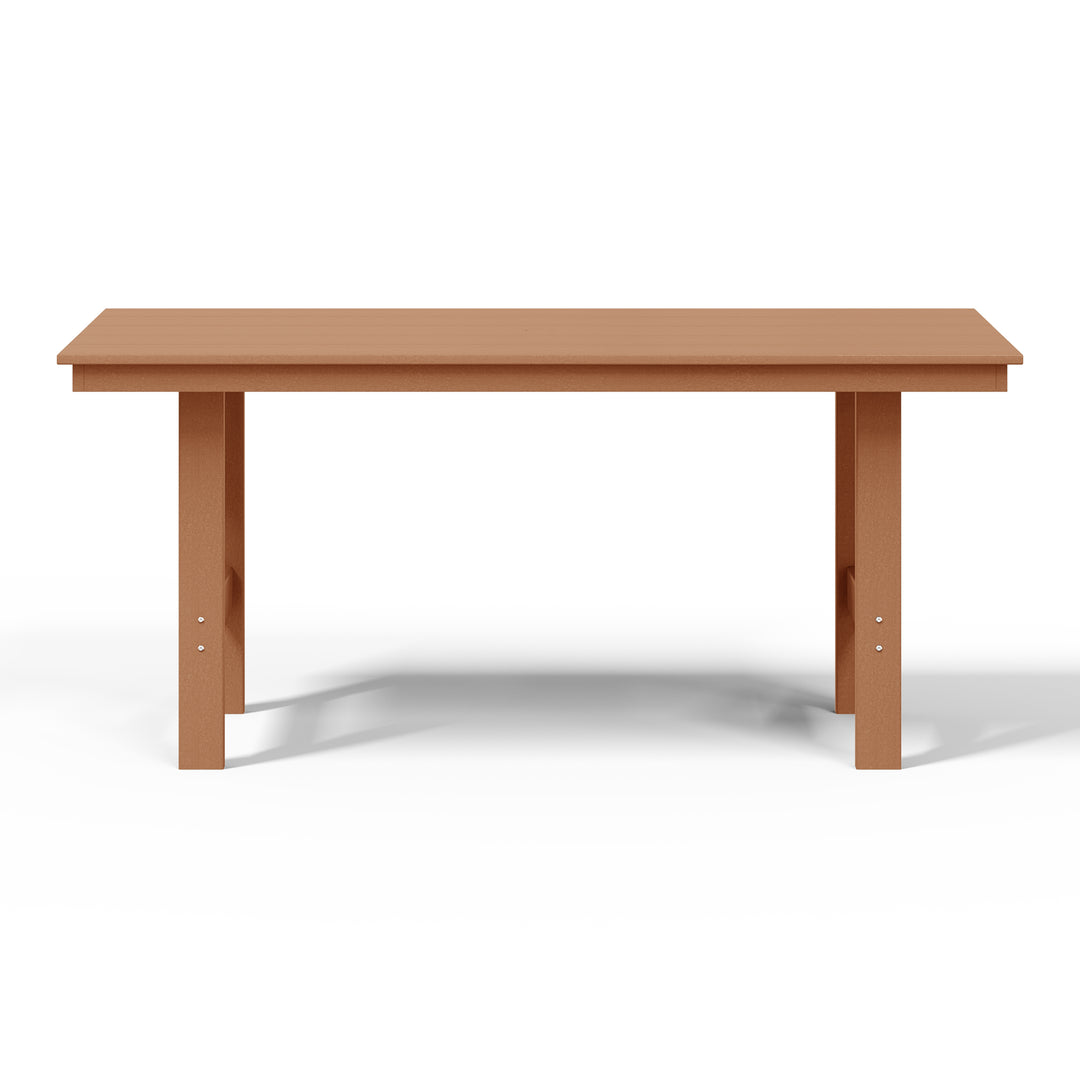 Ashore Outdoor Modern HDPE 66" Wide Rectangle Patio Dining Table for 6