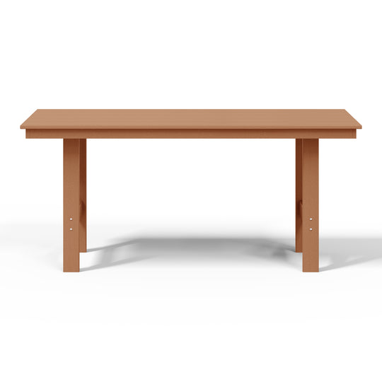 Ashore Outdoor Modern HDPE 66" Wide Rectangle Patio Dining Table for 6