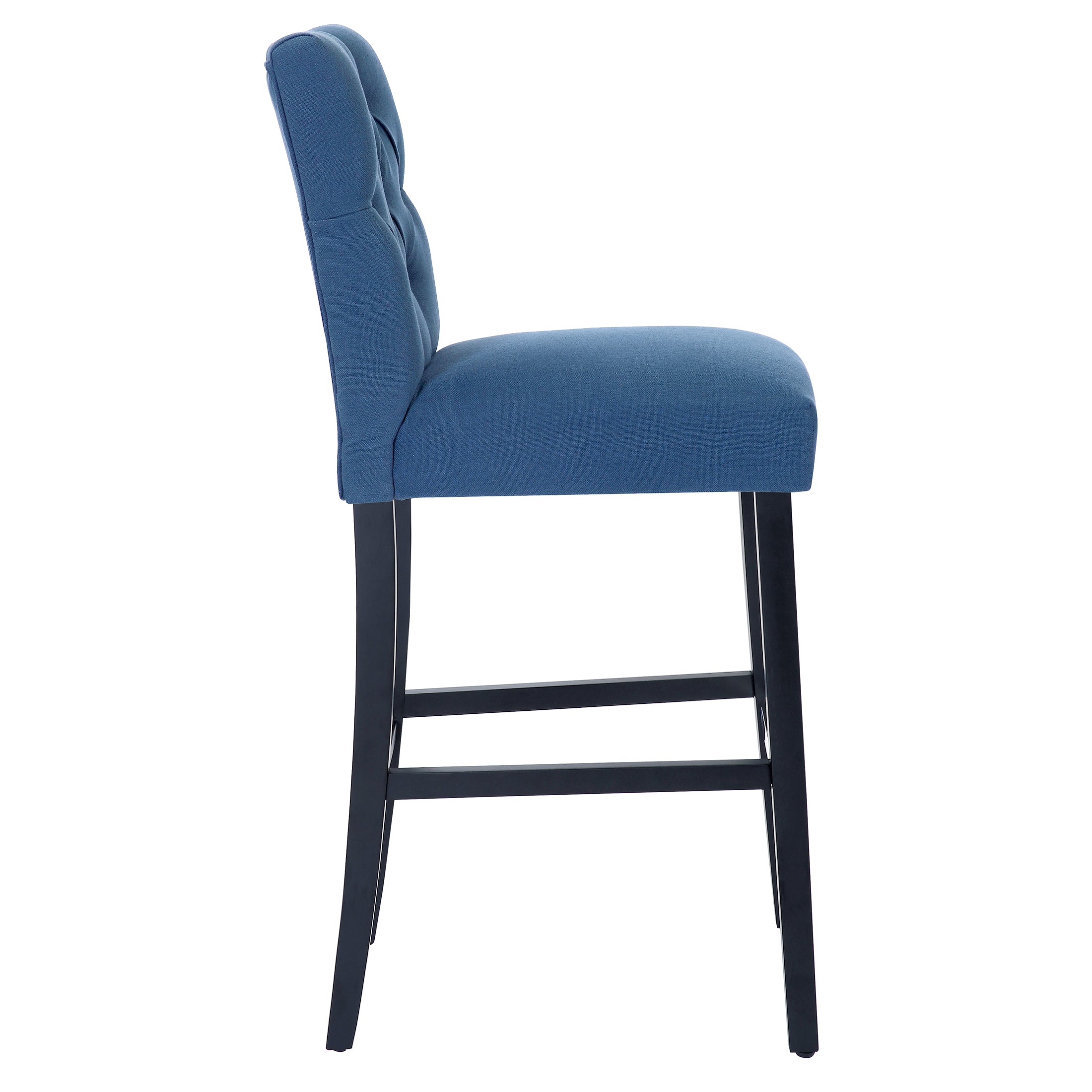 Hayes 29" Linen Fabric Tufted Bar Stool (Set of 3), Black