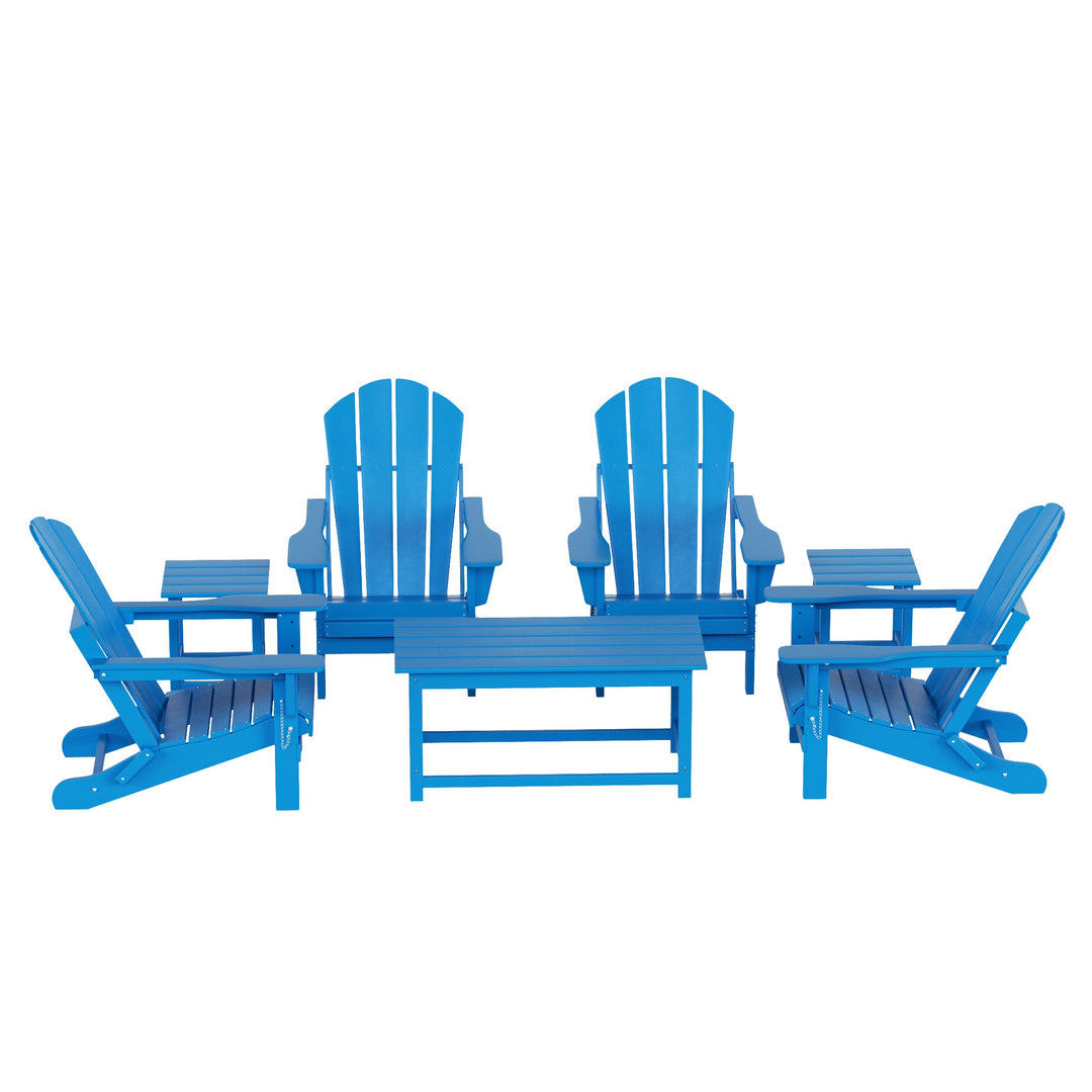 Malibu Westintrends 7-Piece set Outdoor / Patio Adirondack chairs with a Coffee and tWestintrends side tables ( 4 seater )