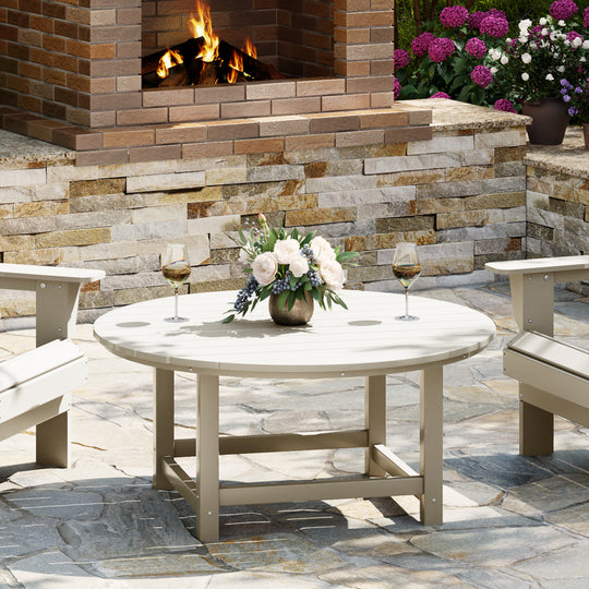 Malibu Low Outdoor HDPE Round Patio Coffee Table