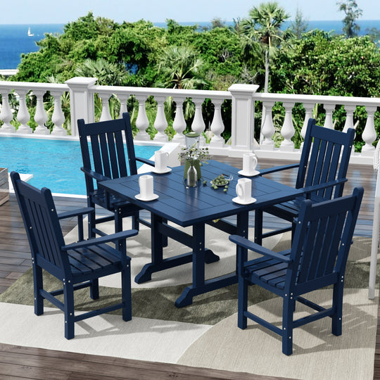 Malibu 5 Piece Outdoor Patio Dining Set Outdoor Square Table and Armchair Set