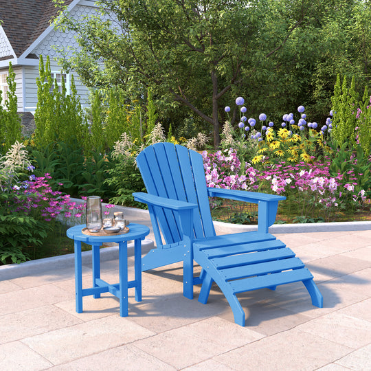Dylan Outdoor Adirondack Chair With Ottoman And Side Table 3-Piece Set