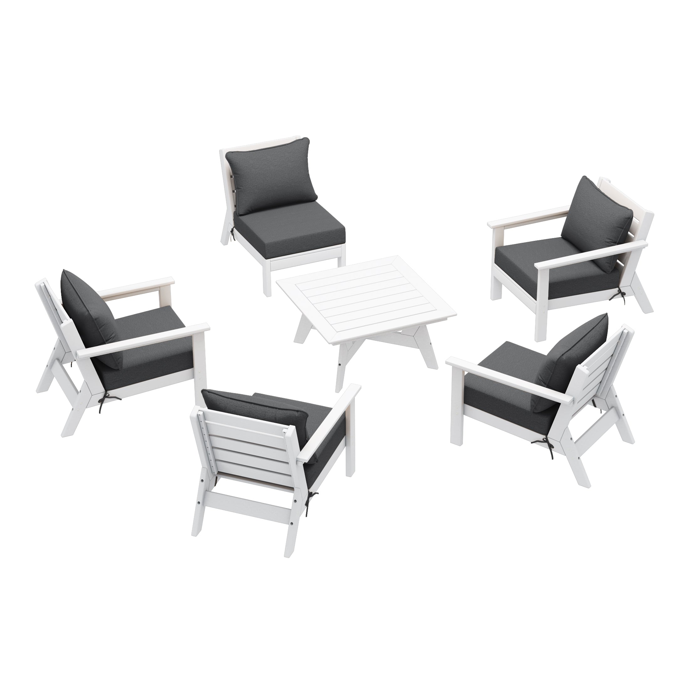 Avalon Outdoor 6-Piece Modular Sectional Patio Furniture Sofa Set in White Frame