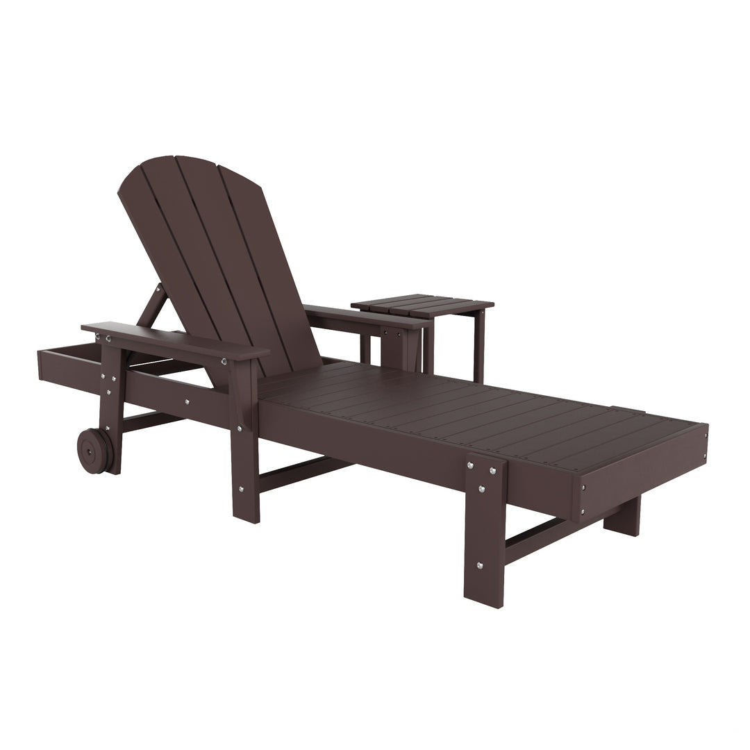 Malibu 2 Piece Adirondack Poly Reclining Chaise Lounge With Arms & Wheels