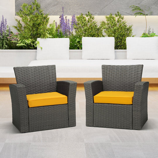 Solace Outdoor Patio Furniture Seat Chair Square Cushions with Piping (Set of 2)