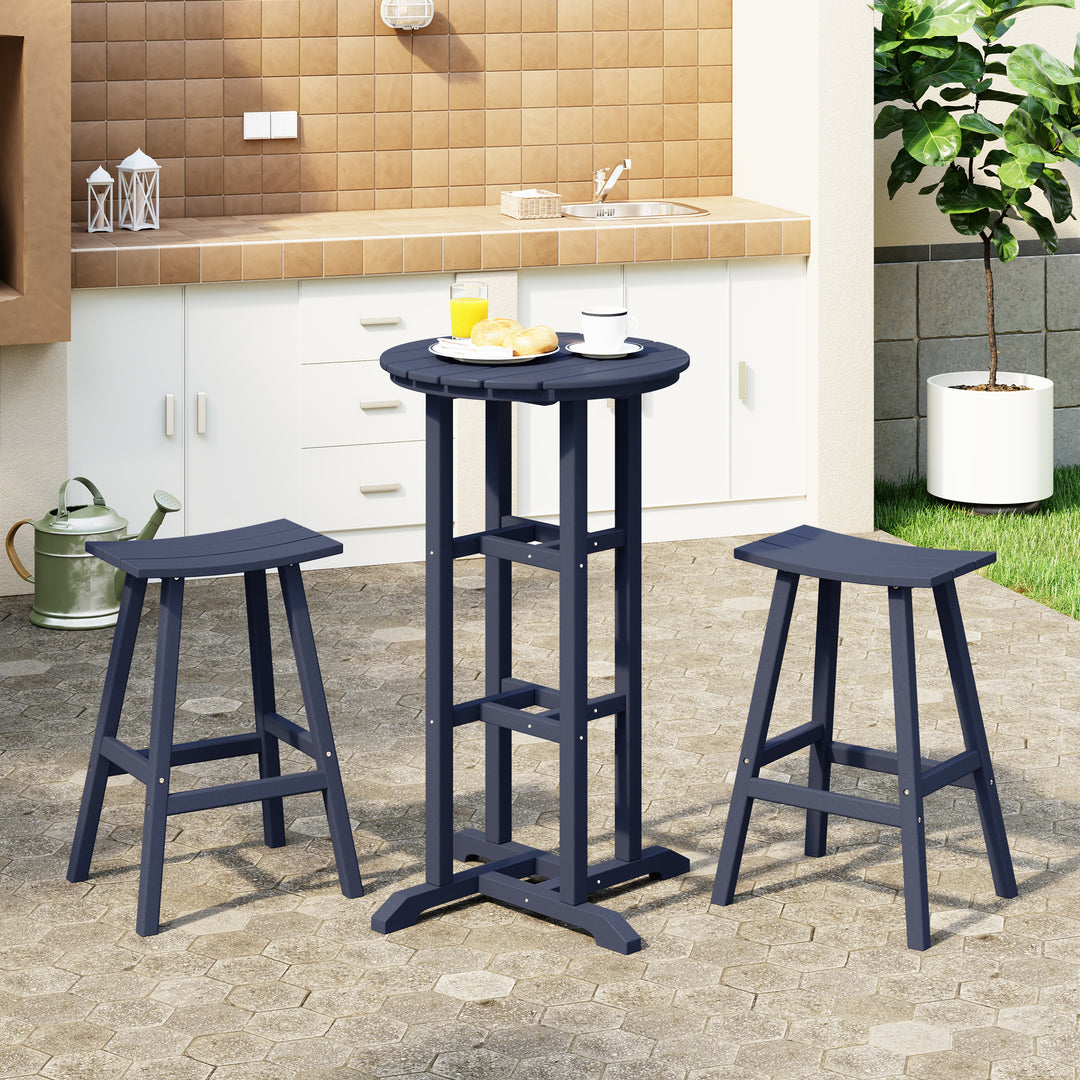 Malibu Outdoor Patio Bar Height Table and Bar Stool 3-Piece Dining Set