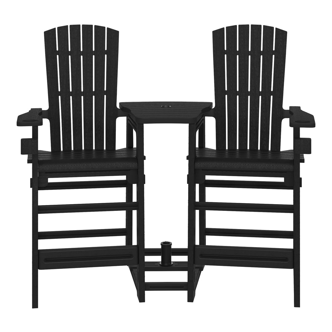 Azura Outdoor Tall Adirondack Chairs With Connecting Table Tray (Set of 2)