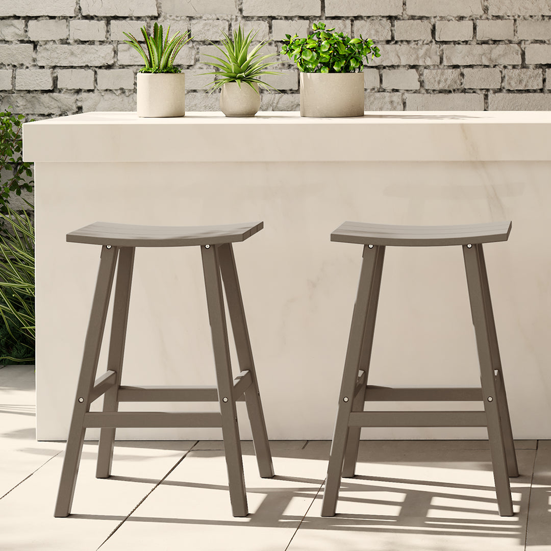 Malibu 2 piece set of 29" height Outdoor / Patio Saddle bar stools