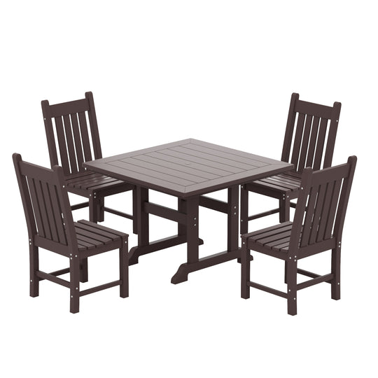 Malibu 5 Piece Outdoor Patio Dining Set Outdoor Square Table and Chair Set