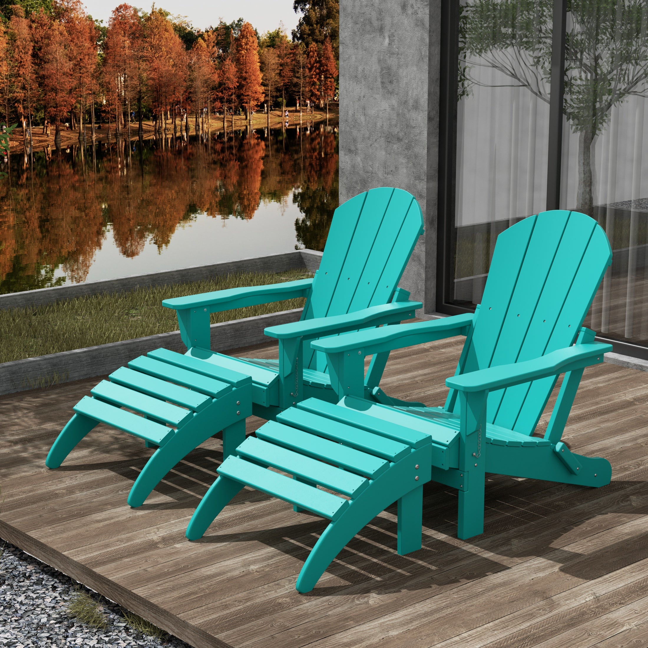 Malibu 4-Piece set classic Adirondack chairs with ottoman (2 seater)