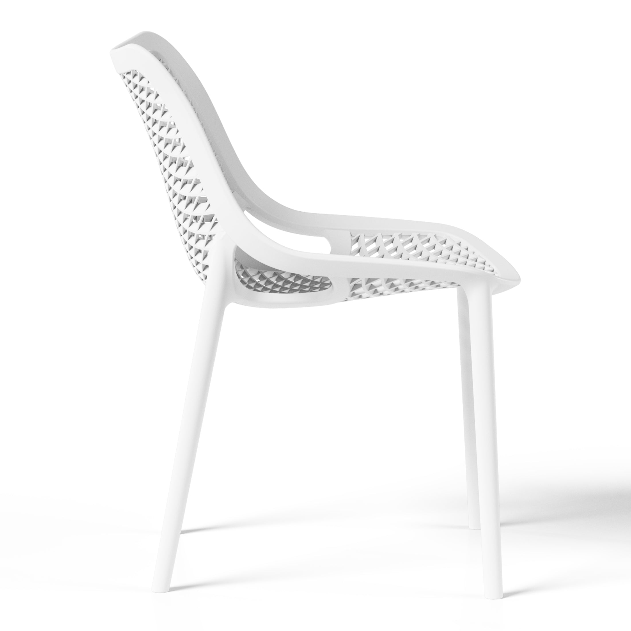 Playa 3-Piece Outdoor Round Metal Dining Table Set And Stackable Resin Patio Dining Side Chairs