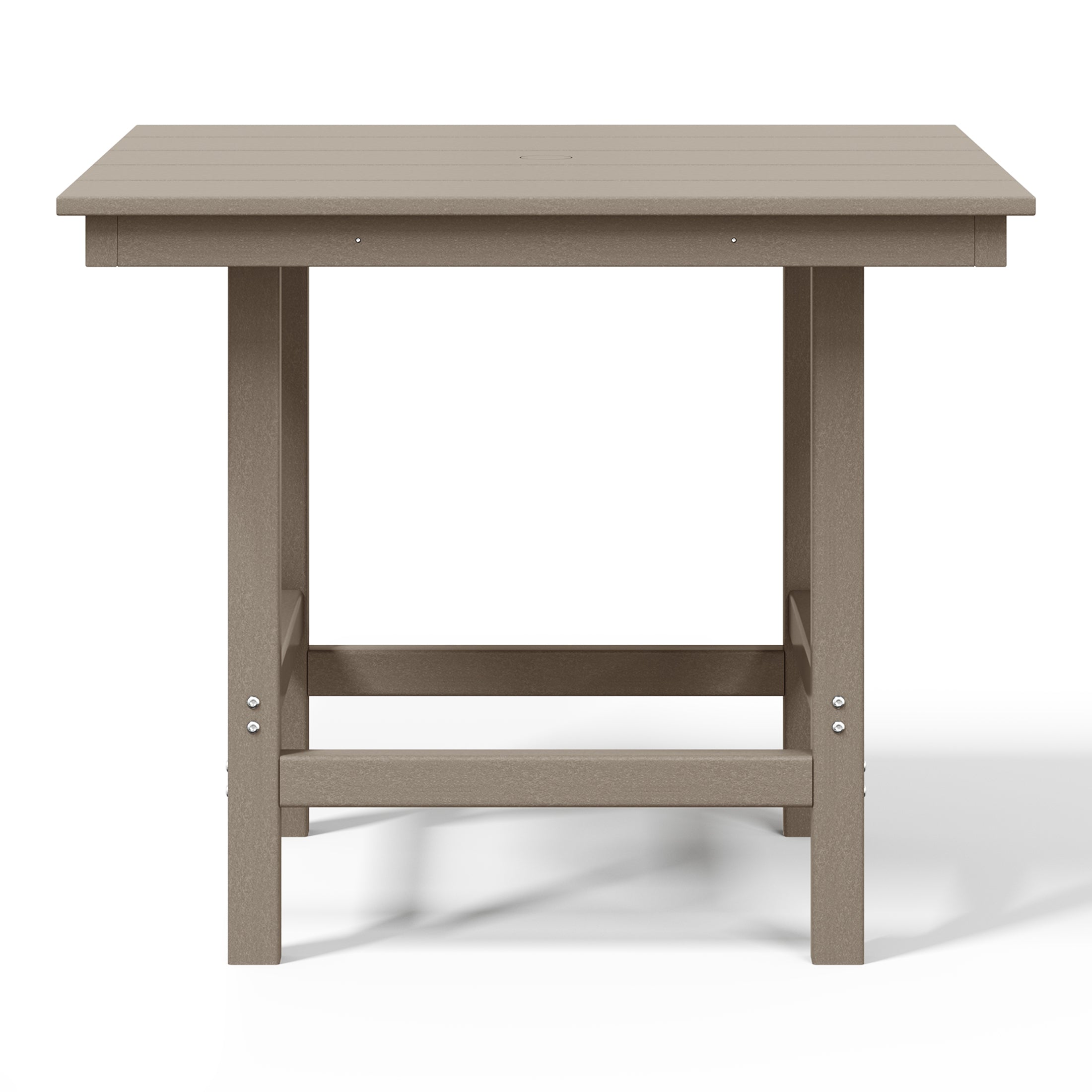 Ashore Outdoor HDPE 36" Square Patio Dining Table with Umbrella Hole