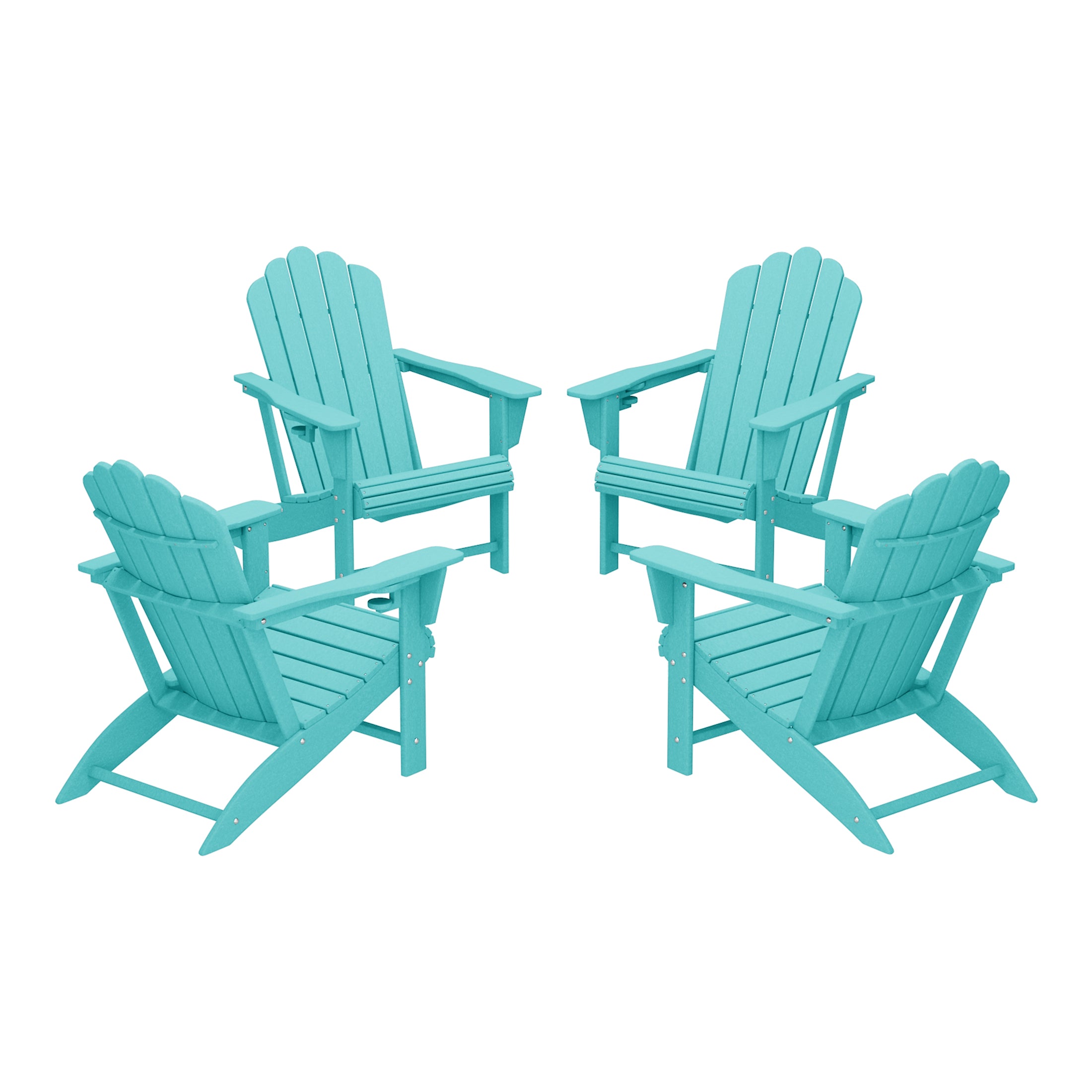 Highland Outdoor Patio HDPE Adirondack Chairs With Cup Holders (Set of 4)