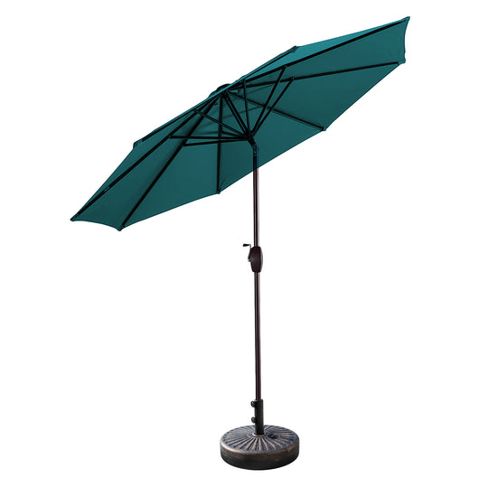 Paolo 9 ft. Patio Umbrella with Bronze Round Weight Base Kit