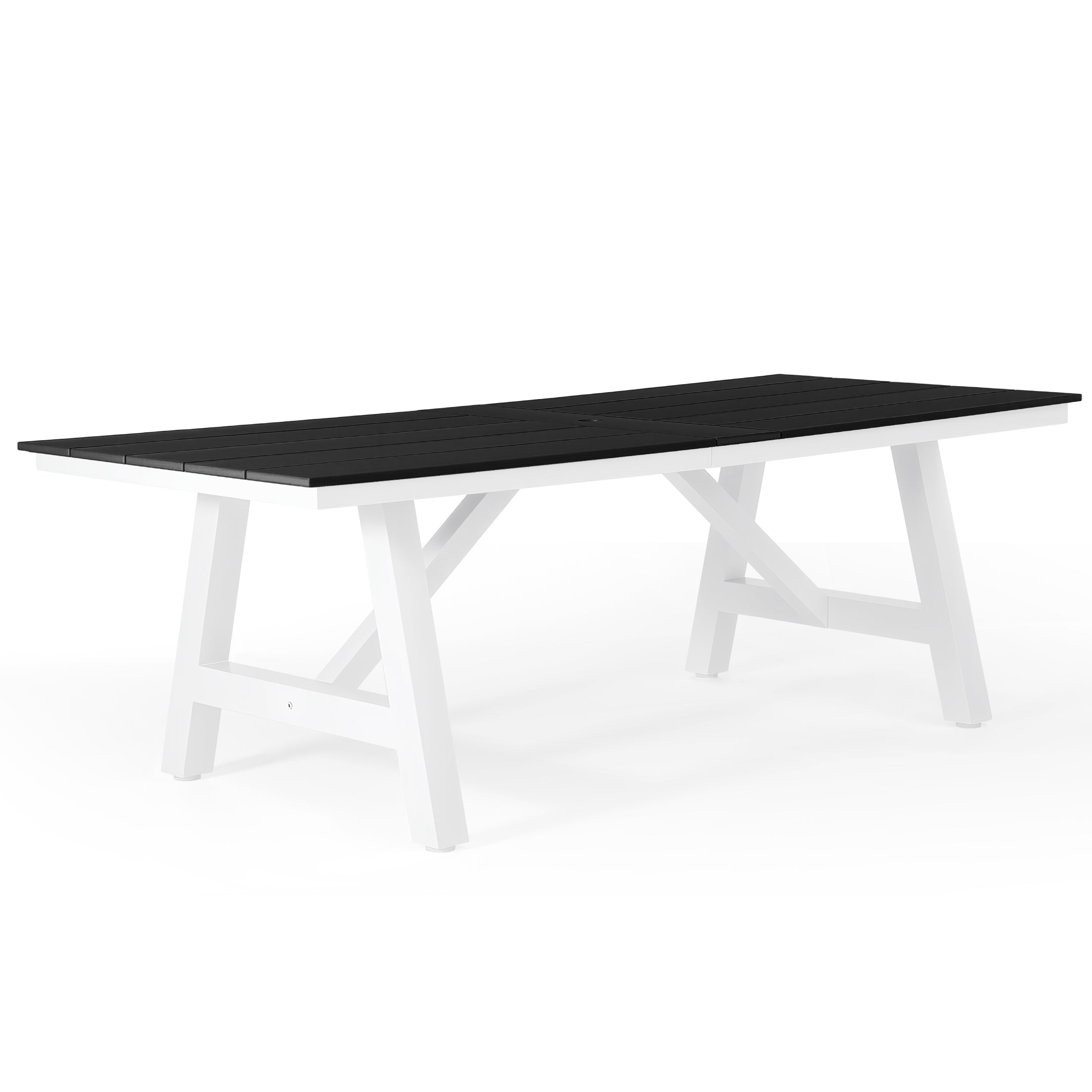 Cape May 7-Piece HDPE Outdoor Furniture Patio Dining Table With Umbrella Hole and Chairs Set For 6