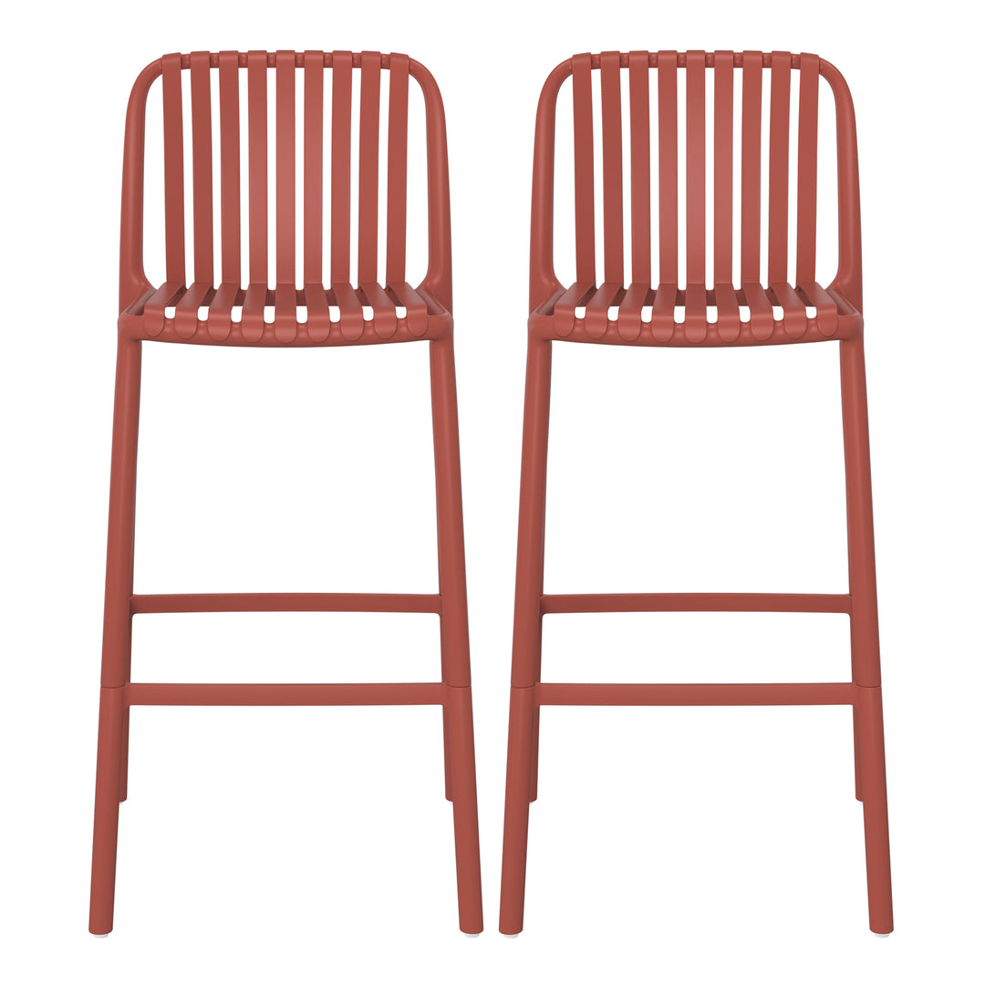 Playa 29.5" Outdoor Modern Polypropylene Plastic Patio Bar Height Stools (Set of 2)
