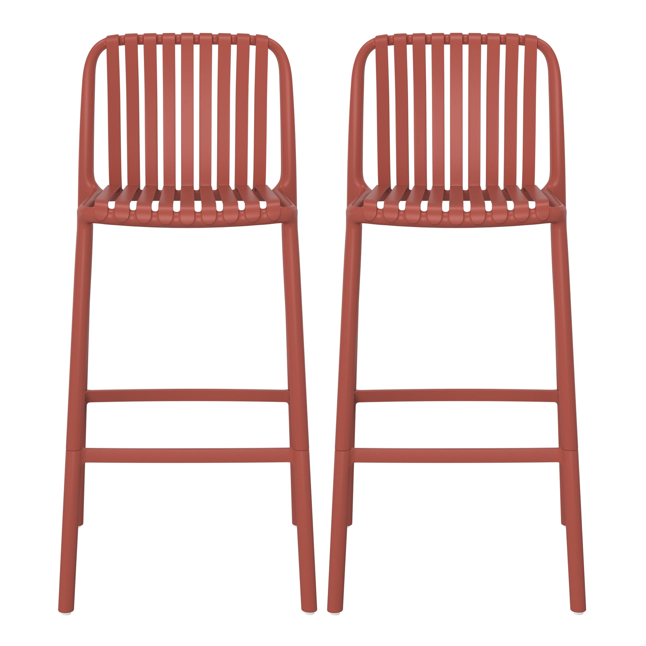 Playa 29.5" Outdoor Modern Polypropylene Plastic Patio Bar Height Stools (Set of 2)