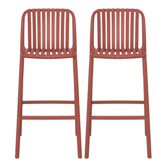 Playa 29.5" Outdoor Modern Polypropylene Plastic Patio Bar Height Stools (Set of 2)