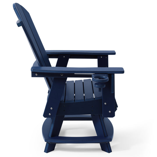 Malibu Outdoor HDPE Swivel Adirondack Patio Dining Chair With Cup Holder