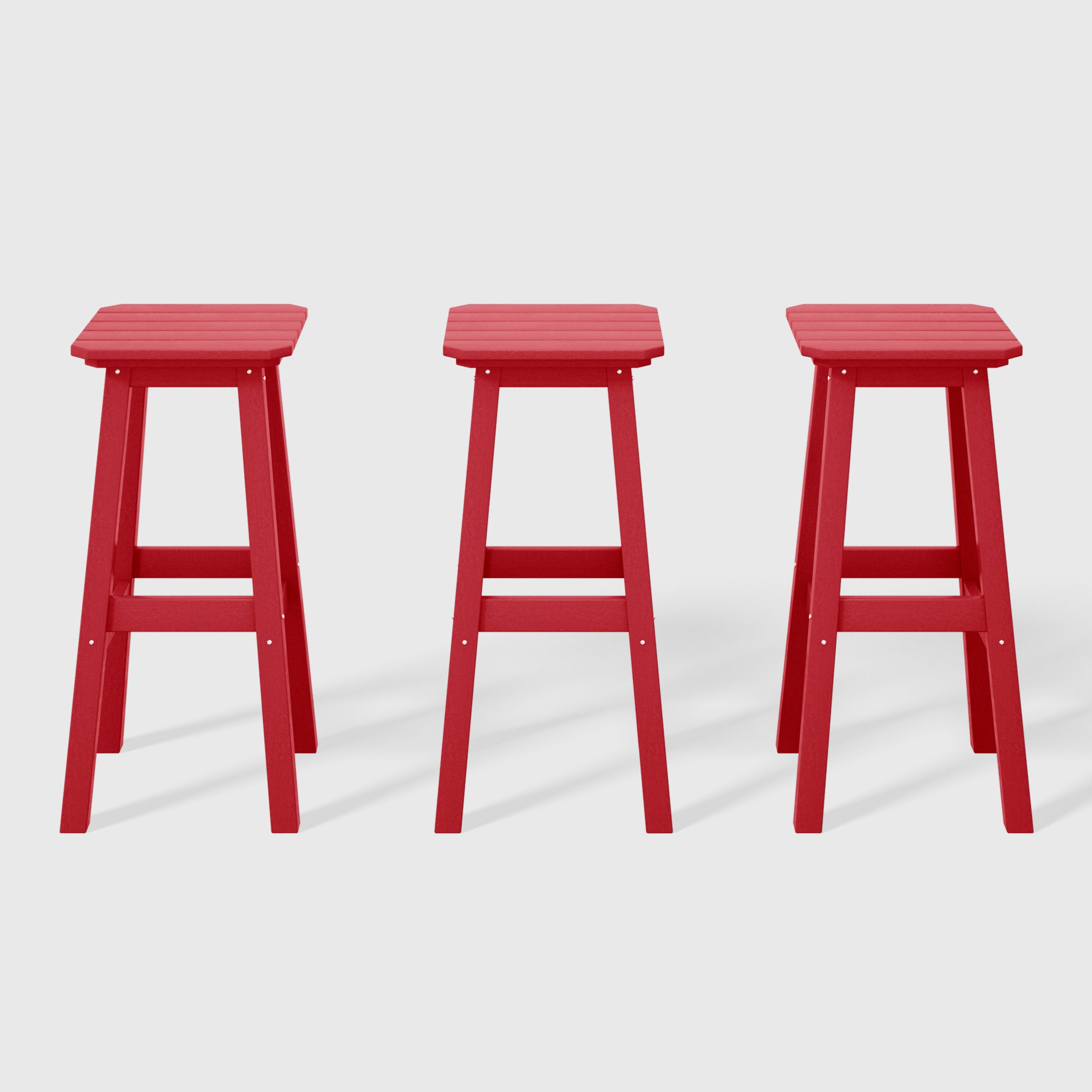Malibu 29" HDPE Outdoor Patio Square Bar Stools (Set of 3)