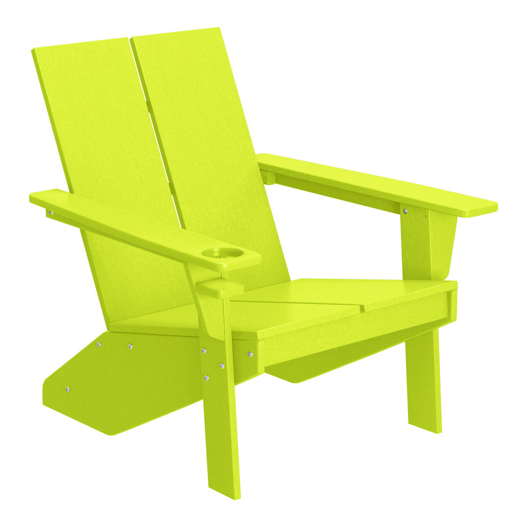 Riviera Outdoor 4-Piece HDPE Modern Adirondack Chairs Set with Folding Patio Ottomans and Cup Holder
