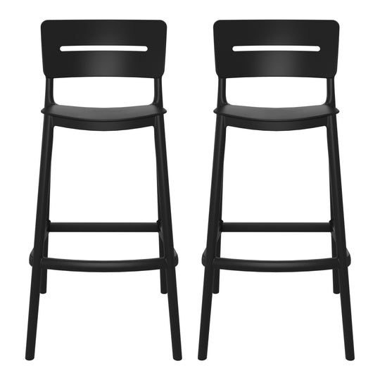 Playa Stackable Polypropylene Resin Plastic Outdoor Patio Bar Stools (Set of 2)