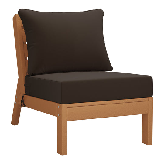 Avalon Outdoor Patio HDPE Sectional Sofa with Patio Cushions