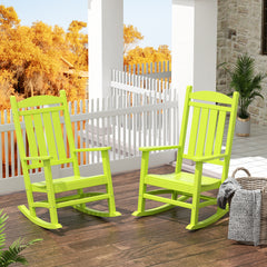 Malibu rocking chair in Lime styled outdoors