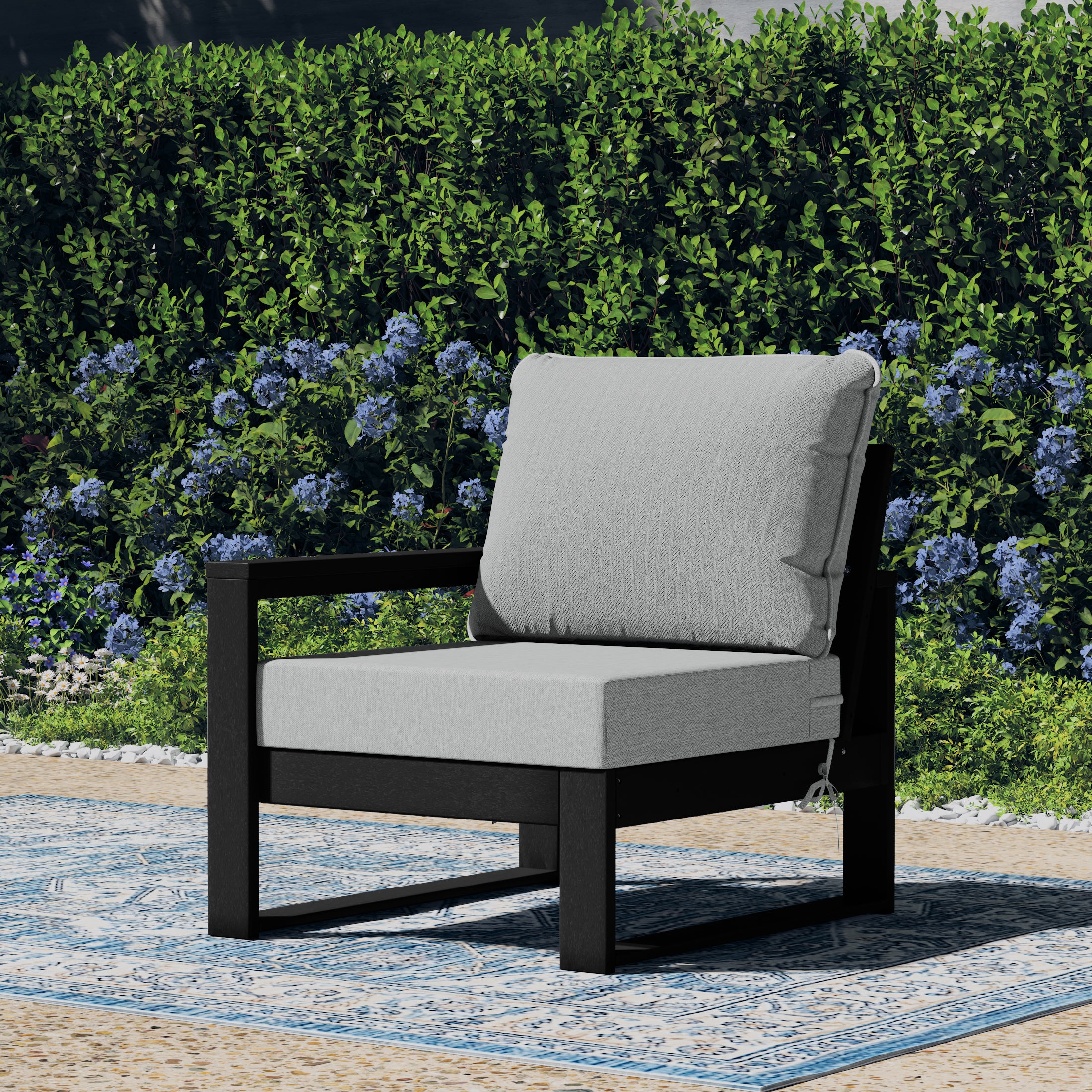 Montara Outdoor HDPE Left Arm Sectional Patio Corner Club Chair with Patio Cushions