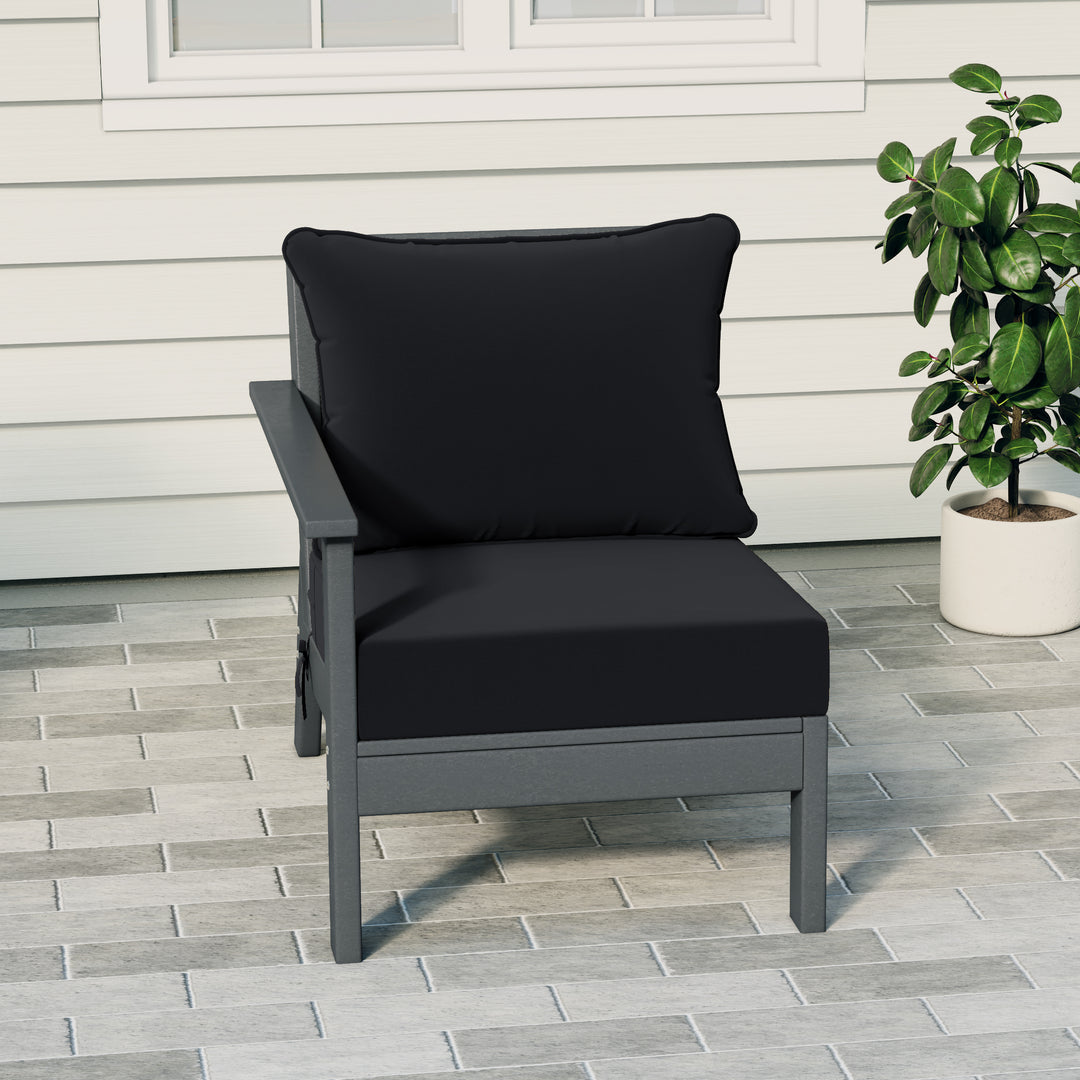 Avalon Outdoor Patio HDPE Left Arm Sectional Corner Club Chair with Patio Cushions