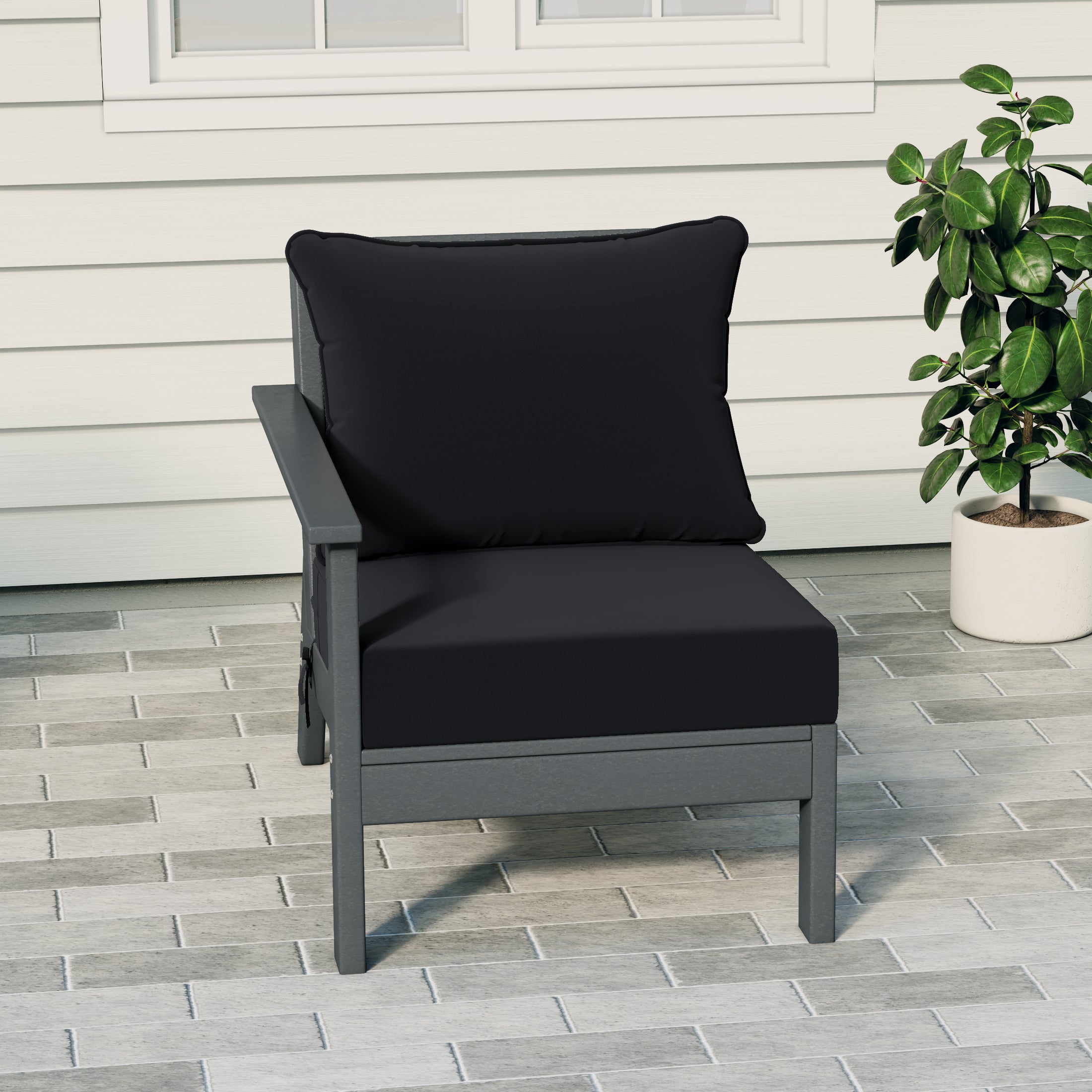 Avalon Outdoor Patio HDPE Left Arm Sectional Corner Club Chair with Patio Cushions
