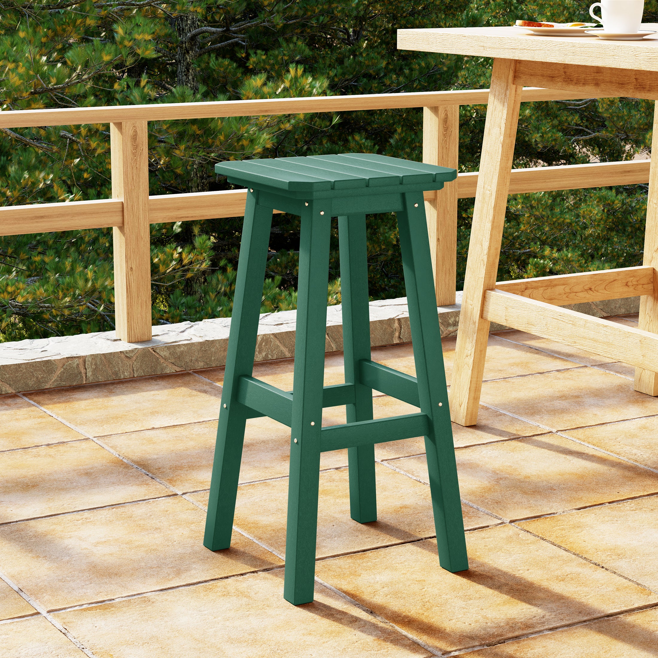 Malibu 29" HDPE Outdoor Patio Square Backless Bar Stool
