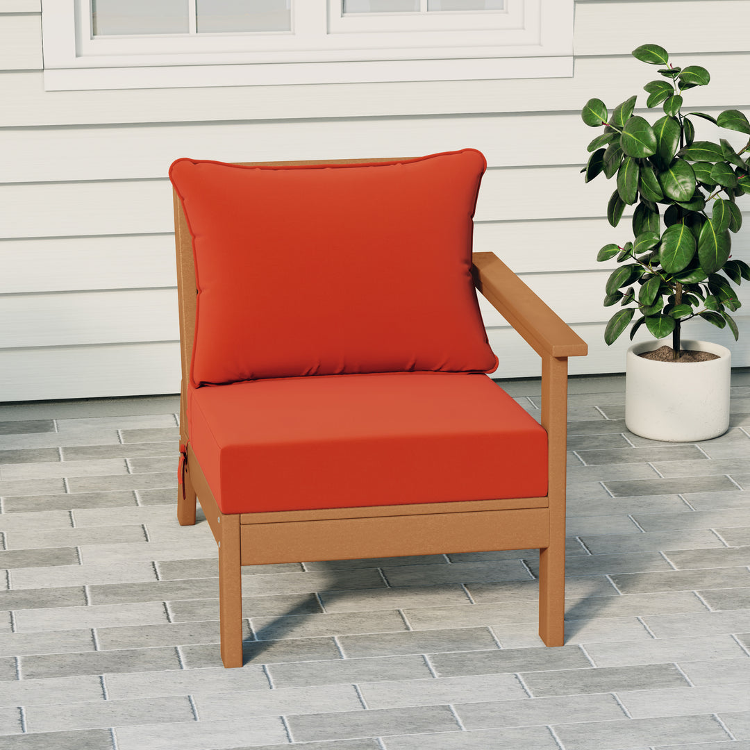 Avalon Outdoor Patio HDPE Right Arm Sectional Corner Club Chair with Patio Cushions