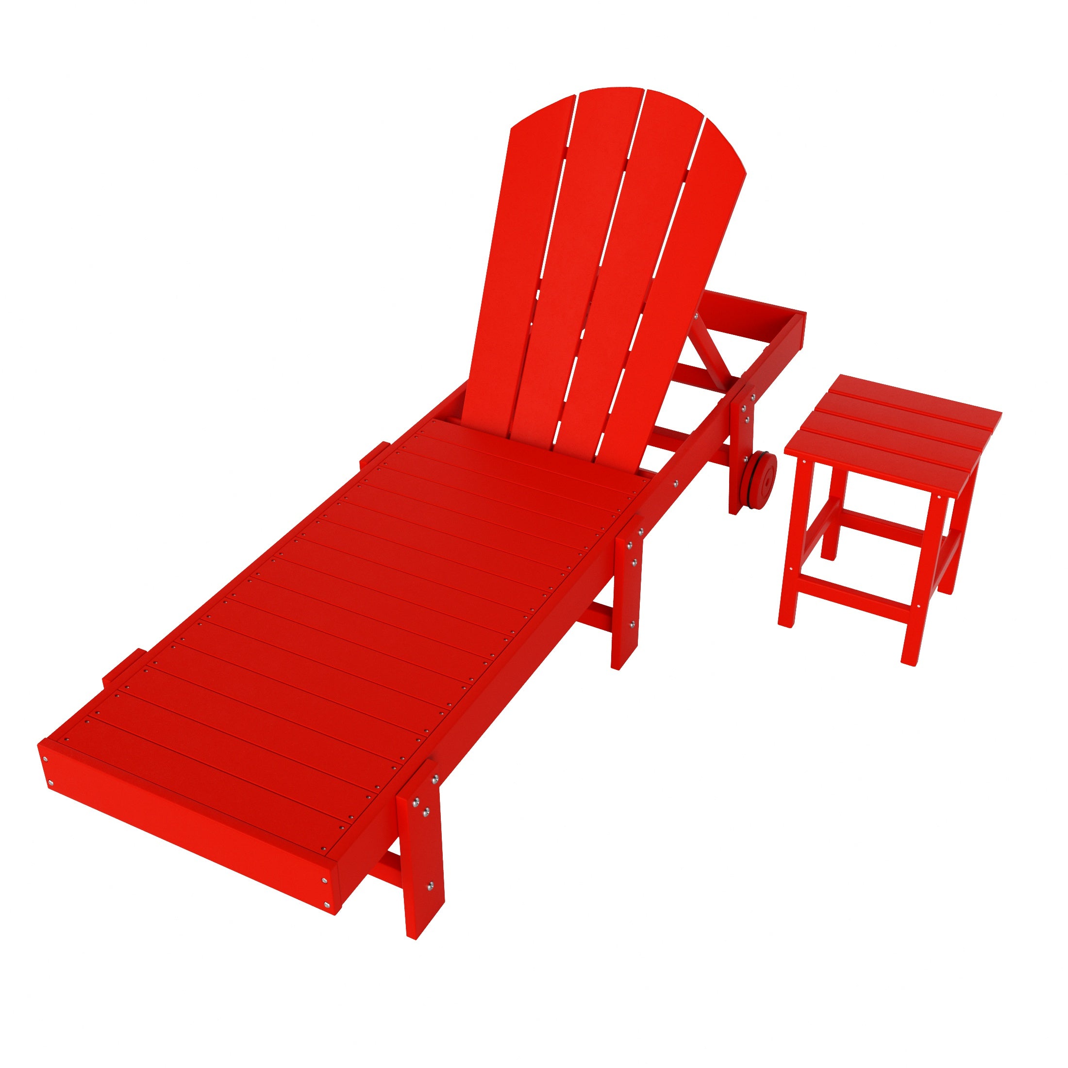 Malibu 2 Piece Adirondack Poly Reclining Chaise Lounge With Wheels
