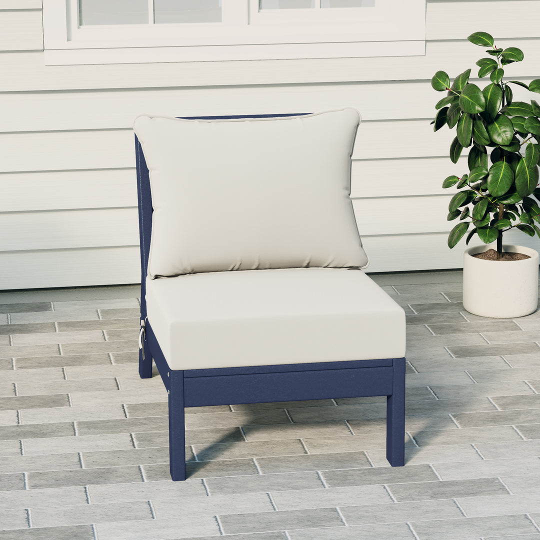 Avalon Outdoor HDPE Deep Seating Modular Armless Patio Chair with Patio Cushions