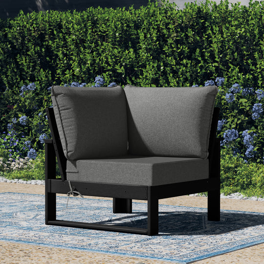 Outdoor HDPE Sectional Corner Sofa Seat with Water-Proof Cushions