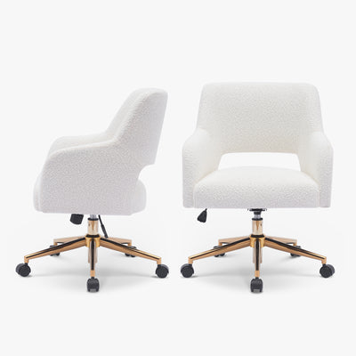 Genevieve Mid-Century Modern Swivel Office Vanity Chair with Wheels