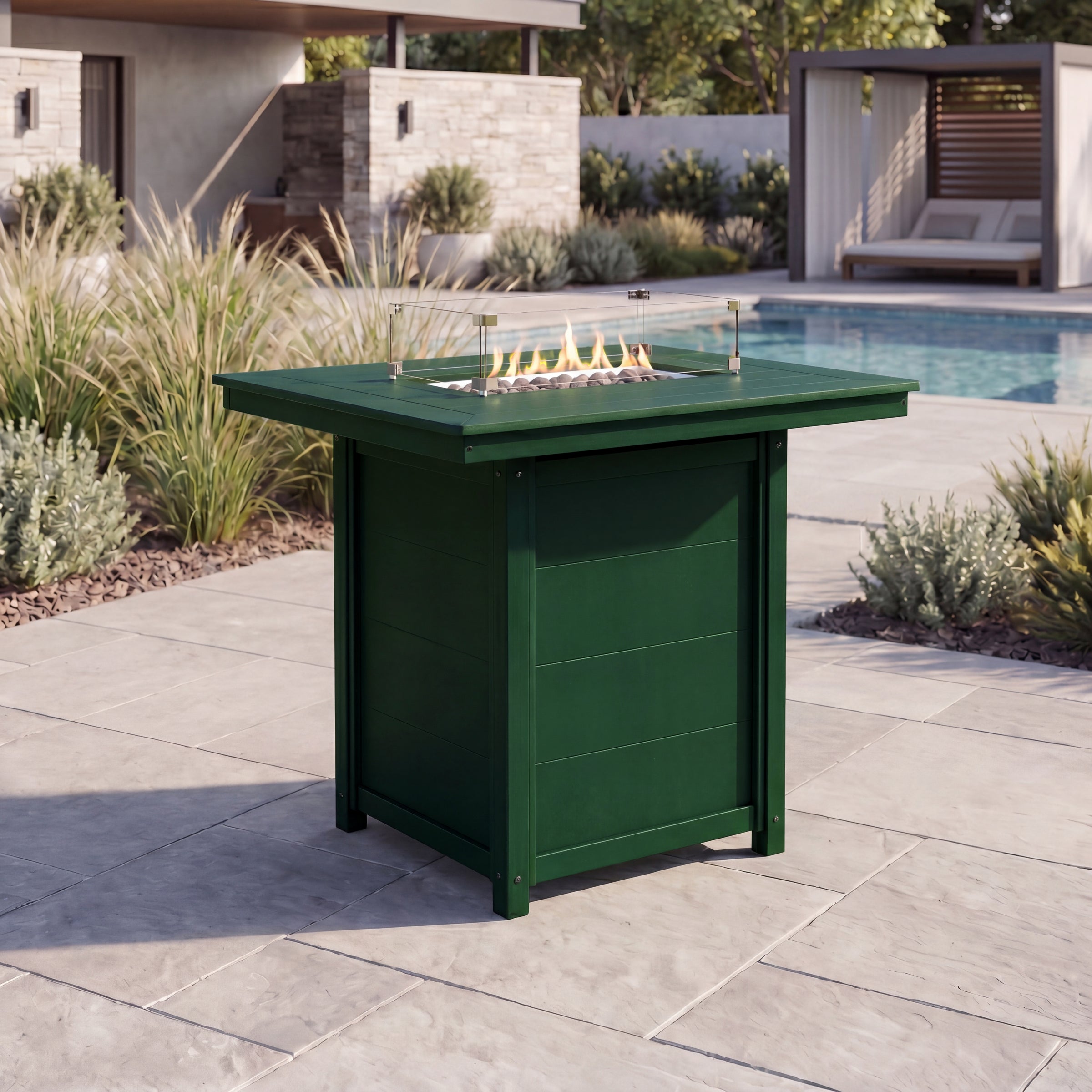 Helios 46" Modern Outdoor Patio Gas Propane Rectangle Fire Pit Table