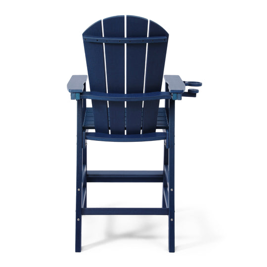 Malibu Outdoor HDPE Tall Adirondack Bar Height Chair With Cup Holder