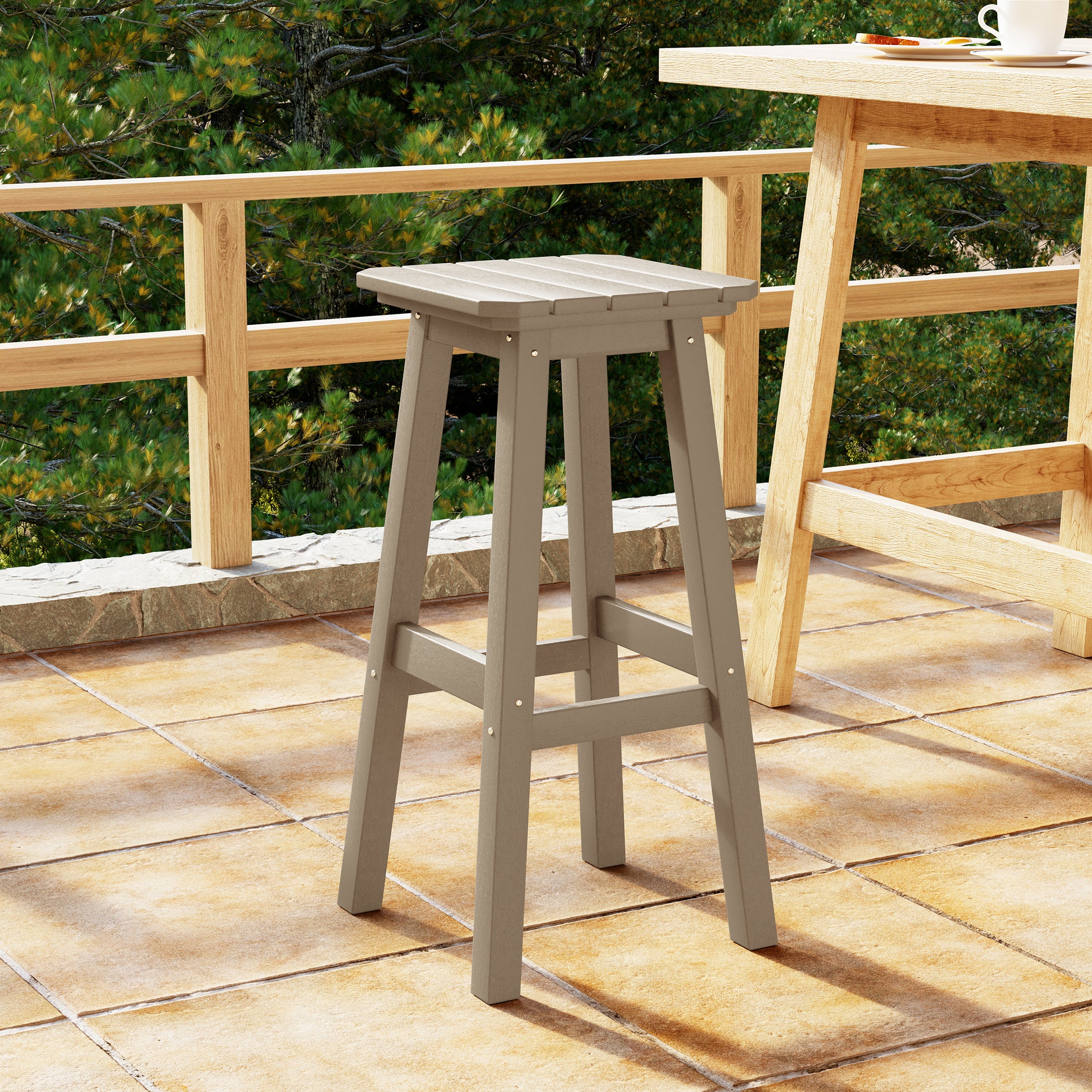 Malibu 29" HDPE Outdoor Patio Square Backless Bar Stool