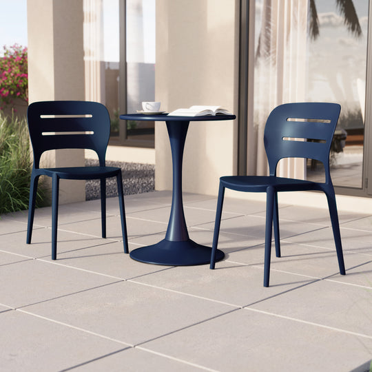 Playa Outdoor Modern Stackable Plastic Patio Dining Side Chairs (Set of 2)