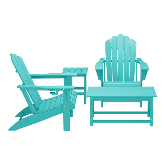 Highland 4-Piece Adirondack Chairs with Cup Holders and Table Set